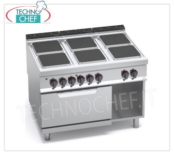 TECHNOCHEF - CUCINA ELETTRICA 6 PIASTRE su FORNO ELETTRICO GN 2/1,  mod. E9PQ6+FE CUCINA ELETTRICA 6 PIASTRE su FORNO ELETTRICO GN 2/1 , BERTOS  Linea MAXIMA 900, Serie HIGH POWER, con 6 piastre QUADRE da mm 300x300, COMANDI INDIPENDENTI, 6 livelli di potenza, V.400/3+N, Tot. Kw 28,5, Peso 189 Kg, dim.mm.1200x900x900h