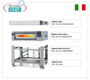 Forno pizza elettrico per 6 pizza da mm 300, camera da mm 930x630