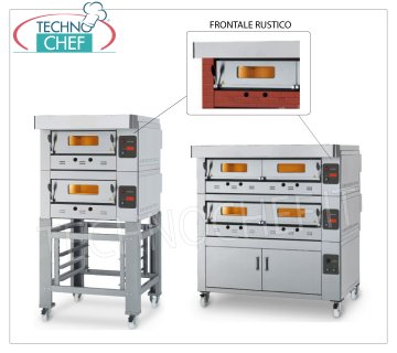 Forno pizza modulare a gas, Linea ECO GAS, camera con piano in refrattario per 12 pizze Forno pizza a gas MODULARE, per 12 pizze, versione con FRONTALE RUSTICO, CAMERA da mm 1230x930x150h con PIANO in REFRATTARIO, potenza termica 24000 Kcal/h, Peso 240 Kg, dimensioni esterne mm 1600x1420x520h
