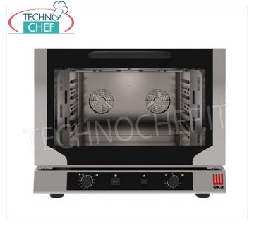 TECNOEKA - FORNO CONVEZIONE ELETTRICO VENTILATO con GRILL ed UMIDIFICATORE, 4 Teglie GN 1/1,Trifase, mod.EKF411.3NGRILL FORNO CONVEZIONE ELETTRICO VENTILATO con GRILL e UMIDIFICATORE, Professionale con camera di cottura per 4 TEGLIE GASTRO-NORM 1/1 (mm 530x325), COMANDI ELETTROMECCANICI, V.400/3+N, Kw.5,2, Peso 52 Kg, dim.mm.784x754x634h