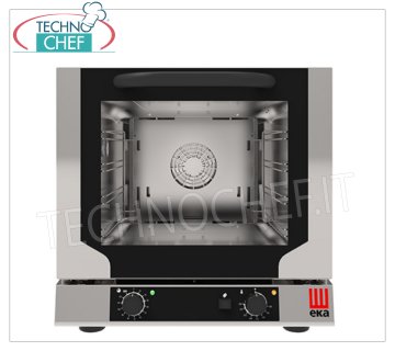 TECNOEKA - FORNO CONVEZIONE ELETTRICO VENTILATO con UMIDIFICATORE, 4 Teglie mm 429x345, Professionale, mod. EKF423NU FORNO CONVEZIONE ELETTRICO VENTILATO con UMIDIFICATORE, camera cottura per 4 TEGLIE da mm.429x345, COMANDI ELETTROMECCANICI, V.230/1, Kw.3,1, Peso 36,4 Kg, dim.esterne mm.590x709x589h