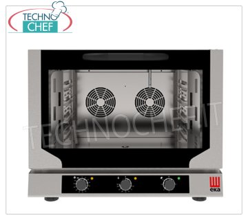 TECNOEKA - FORNO CONVEZIONE ELETTRICO VENTILATO con VAPORE DIRETTO, 4 teglie GN 1/1- mm 325x530, mod. EKF411NUD FORNO CONVEZIONE ELETTRICO VENTILATO con  VAPORE DIRETTO, Professionale, con camera di cottura per 4 TEGLIE GASTRO-NORM 1/1 (mm 530x325), COMANDI ELETTROMECCANICI, V.400/3+N, Kw.6,4, Peso 58 Kg, dim.mm.784x754x634h