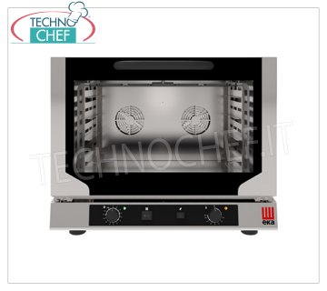 TECNOEKA - Forno convezione elettrico ventilato con grill ed umidificatore per 4 teglie da mm 600x400, mod.EKF464.3NGRILL FORNO CONVEZIONE ELETTRICO VENTILATO con GRILL ed UMIDIFICATORE per PASTICCERIA e PANETTERIA, camera di cottura per 4 TEGLIE da mm 600x400, COMANDI ELETTROMECCANICI, V.400/3+N, Kw.5,2, Peso 52 Kg, dim.mm.784x754x634h