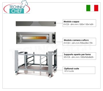 Forno pizza elettrico per 6 pizza da mm 300, camera da mm 930x630, Modulare, Componibile