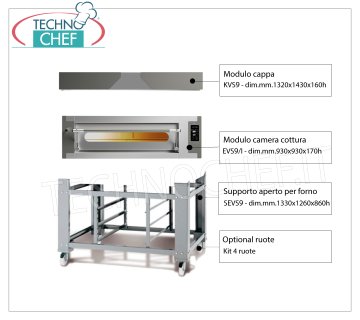 Forno pizza elettrico per 9 pizze da mm 300, camera da mm 930x930, - Modulare, Componibile