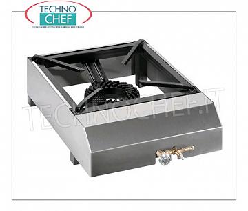 TECHNOCHEF - Fornello gas professionale da tavolo, 1 fuoco da Kw 7,5 FORNELLO a GAS PROFESSIONALE da TAVOLO, con 1 bruciatore in ghisa da Kw.7,5, Peso 9,5 Kg, dim.mm.400x570x170h