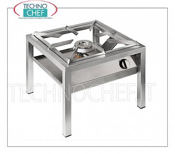 Technochef - Fornello a gas professionale da pavimento, 1 fuoco da Kw 14, mod.SP6050L Fornello a gas professionale da pavimento in acciaio inox, con 1 bruciatore da 14 Kw,  peso 21 Kg, dim.mm.600x600x500h