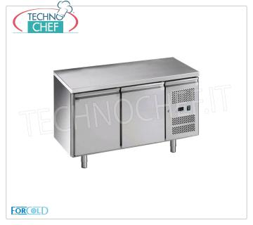 Forcold - Tavolo Frigo Refrigerato 2 Porte, Temp.-2°/+8°C, lt.282, Ventilato, Mod.GN2100TN-FC Tavolo Refrigerato 2 Porte, Professionale, capacità lt.282, temperatura -2°/+8°C, refrigerazione ventilata, Gastronorm 1/1, ECOLOGICO in Classe C, Gas R600a, V.230/1, Kw.0,275, Peso 92 Kg, dim.mm.1360x700x850h