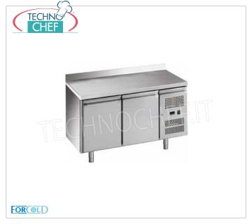 Forcold - Tavolo Frigo Professionale 2 Porte con Alzatina, Temp.-2°/+8°C, lt.282, Mod.G-GN2200TN-FC Tavolo Refrigerato 2 Porte con Alzatina, Professionale, capacità lt.282, temperatura -2°/+8°C, refrigerazione ventilata, Gastronorm 1/1, ECOLOGICO in Classe C, Gas R600a, V.230/1, Kw.0,275, Peso 92 Kg, dim.mm.1360x700x950h