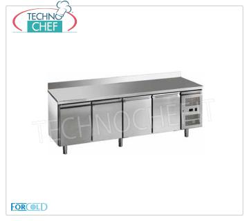 Forcold - Tavolo Frigo Refrigerato 4 porte con alzatina, Temp.-2°/+8°C, lt.553, Mod.G-GN4200TN-FC Tavolo Refrigerato 4 Porte con Alzatina, Professionale, capacità lt.553, temperatura -2°/+8°C, refrigerazione ventilata, Gastronorm 1/1, ECOLOGICO in Classe C, Gas R290, V.230/1, Kw.0,398, Peso 132 Kg, dim.mm.2230x700x950h