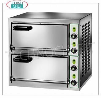 FIMAR - Forno  pizza elettrico  per 2 PIZZE Grandi, 2 camere Indipendenti da cm 40,5x40,5, Comandi Meccanici, mod. MICRO2C Forno per pizza elettrico MONOBLOCCO per 2 Pizze grandi, 2 CAMERE indipendenti da mm 405x405x110h, disponibile monofase o trifase, kW 4,4, dim. esterne mm 555x460x530h