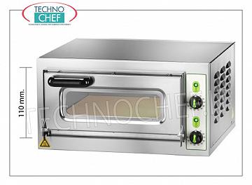 FIMAR - Forno pizza elettrico per 1 pizza, camera cm 40,5x40,5 alta cm 11, Comandi meccanici, mod. MICROV1C FORNO per PIZZA ELETTRICO per 1 pizza, con 1 CAMERA da mm.405x405x110h, versione con PORTA VETRO, piano cottura in refrettario, 2 TERMOSTATI REGOLABILI per SUOLA e CIELO, temp.da +50° a +500 °C, V.230/1, Kw.2,2, Peso 27 Kg, dim.mm.555x460x290h