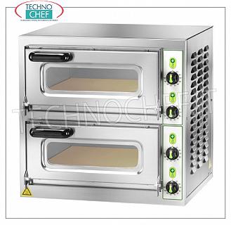 FIMAR - Forno pizza elettrico per 2 PIZZE Grandi, 2 camere indipendenti da cm 40,5x40,5, Comandi meccanici, mod. MICROV2C FORNO per PIZZA ELETTRICO per 2 Pizze Grandi,  2 CAMERE INDIPENDENTI da mm.405x405x110h, piano cottura in refrettario, 4 TERMOSTATI REGOLABILI per SUOLA e CIELO, V.230/1-400/3+N, Kw.4,4, Peso 54 Kg, dim.esterne mm.555x460x530h