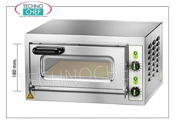 FIMAR - Forno pizza elettrico per 1 pizza, camera da cm 40,5x40,5 alta cm18, comandi meccanici, mod. MICROVC18 FORNO per PIZZA ELETTRICO  con 1 CAMERA da mm.405x405x180h, versione con PORTA VETRO, piano cottura in refrettario, 2 TERMOSTATI REGOLABILI  per SUOLA e CIELO, temperatura da +50° a +500 °C, V.230/1, Kw.2,2, Peso Kg.29, dim.esterne mm.550x460x360h