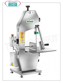 SEGAOSSA a NASTRO (mm 1550) V.230/1 - NUOVO PREZZO DI OCCASIONE SEGAOSSA a NASTRO (mm 1550), su mobile in ALLUMINIO ANODIZZATO, FIMAR, con piano lavoro, paratia spessore, guidalama e spingicarne in acciaio inox, NORME CE, V.230/1, Kw.0,75, Peso 37 Kg, dim.mm.530x400x850h