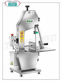 Segaossa a Nastro ProfessIonale, (Nastro da mm 2020), Mod.SE/2020 SEGAOSSA a NASTRO (mm 2020), su mobile in LEGA di METALLO VERNICIATO, marca FIMAR, con piano lavoro, paratia spessore, guidalama e spingicarne in acciaio inox, NORME CE, V.400/3, Kw.1,00, Peso 52 Kg, dim.mm.750X500X1070h