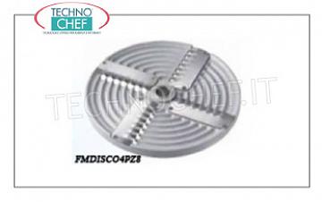 Disco Tagliaverdure 4 lame ondulate per Mozzarella, Taglio 8 mm
