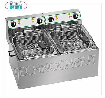 FIMAR - Technochef, Friggitrice Elettrica da banco, 2 vasche indipendenti da lt.4+4, Mod.FR44 FRIGGITRICE ELETTRICA da BANCO, 2 vasche indipendenti da litri 4+4 estraibili, V.230/1, kw 2,5+2,5, dimensioni  mm. 380x420x330h