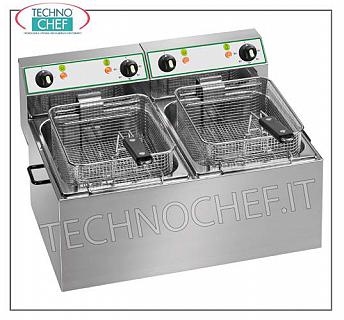 FIMAR - Technochef, Friggitrice Elettrica da banco, 2 vasche indipendenti da lt.4+4, Mod.FR44 FRIGGITRICE ELETTRICA da BANCO, 2 vasche indipendenti da litri 4+4 estraibili, V.230/1, kw 2,5+2,5, dimensioni  mm. 380x420x330h