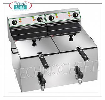 FIMAR - Technochef, Friggitrice Elettrica da banco, 2 vasce da lt.8+8, Mod.FR88R FRIGGITRICE ELETTRICA da BANCO, 2 vasce indipendenti da llitri 8+8 dotate di rubinetto di scarico, V 203/1, Kw 3,00+3,00, dimensioni mm. 565x490x365h.