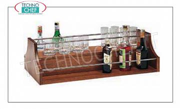 Carrelli di servizio in legno Espositore per liquori con struttura in legno colore NOCE e ringhiera in acciaio inox, dim.mm.680x460x370h