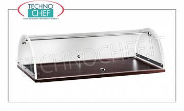 Carrelli di servizio in legno Vetrinetta con struttura in legno color WENGE' e cupola in plexiglass, dim.mm.900x500x220h