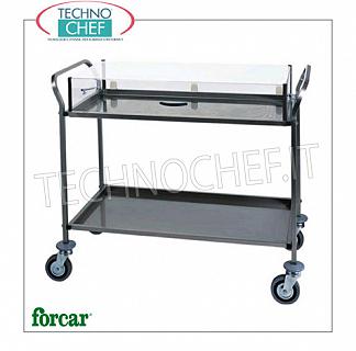 Carrelli per dolci e formaggi Carrello per dolci, formaggi e antipasti in acciaio inox, marca FORCAR, con 2 o 3 piani e cupola in plexiglass, GAMMA COMPLETA