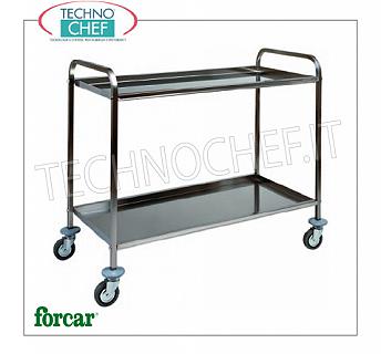 Carrelli di servizio INOX con 2 Piani piegati, Portata 80 Kg Carrello di servizio in acciaio inox, marca FORCAR, con 2 piani piegati, portata max 80 Kg, GAMMA COMPLETA