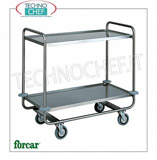 Carrelli di servizio in acciaio inox Carrello di servizio in acciaio inox, marca FORCAR, con 2 piani stampati, portata max 150 Kg, dim.mm.1100x600x1000h