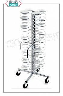 Carrelli portapiatti pronti CARRELLO PORTAPIATTI in ACCIAIO PLASTIFICATO, in versione con GRIGLIE VERNICIATE per un MASSIMO di 96 PIATTI con diametro da 180 a 230 mm, dim.mm.600x600x1730h