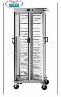 Carrello portapiatti caldi, capacità 88 piatti con diametro da 18 a 23 cm, -  mod. CA1440AC CARRELLO PORTAPIATTI CALDO, capacita' di 88 piatti con DIAMETRO da 18= a 230 mm,  PASSO 60 mm, riscaldamento statico con temperatura regolabile da +30° a + 60°C, V.230/1, Kw 0,8+0,8, dim.mm.750x780x1770h