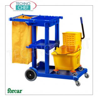 Forcar - Carrello Pulizia, Secchio con Strizzatore, Portasacco, Attacco porta utensili, mod.CA1606E Carrello multiuso per pulizia, completo di secchio con strizzatore in plastica, portasacco con sacco da lt 120 e attacco porta utensili, dim.mm.1140x510x980h