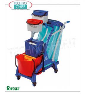 Forcar - Carrello Pulizia, 1 secchio lt.28, Strizzatore, Portasacco, mod.CA1613