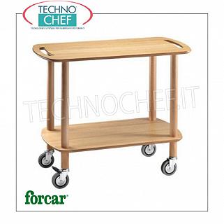 Carrelli Gueridon Carrello Gueridon in legno massello con manici laterali, marca FORCAR, 2 piani in multistrato di betulla al naturale, 4 ruote piroettanti diam.95 mm, dim.mm.900x450x770h