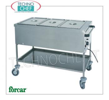 FORCAR - Technochef, Carrello Caldo a Secco, Mod.CTS1757 Carrello termico a secco in acciaio inox, FORCAR, con vasca per 1 bacinella Gastro-Norm 1/1, h 200 mm (esclusa) e ripiano inferiore, termostato regolabile +30°/+90°C, V.230/1, Kw.1,00, dim.mm.560x650x850h