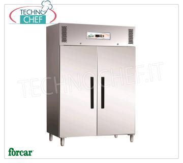 Forcar - Armadio Frigor 2 Porte, INOX  430, lt.1173, Ventilato, Temp.-2°/+8°C, mod.G-ECV1200TN Armadio Frigorifero 2 Porte, Professionale, lt.1173, Ventilato, Temp.-2°/+8°C, ECOLOGICO in Classe C, Gas R290, Gastronorm 2/1, V.230/1, Kw.0,4, Peso 180 Kg, dim.mm.1340x810x2000h