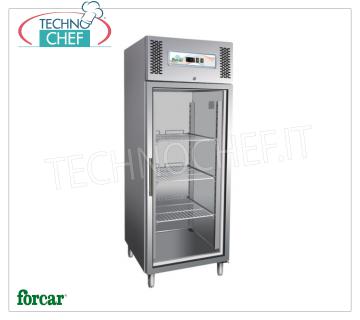 Forcar - Armadio Congelatore Freezer 1 porta, lt.650, Ventilato, Eco, Temp.-18°/-22°C, Classe D, mod.G-GN650BTG Armadio Congelatore-Freezer 1 porta vetro, Professionale, Linea ECO, struttura in acciaio inox, lt.650, Temp.-18°/-22°C, Ventilato, Gas R290, Gastronorm 2/1, Classe D, V.230/1, Kw.0,5, Peso 153 Kg, dim.mm.740x830x2010h