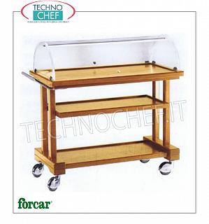 Carrelli per dolci e formaggi Carrello per dolci, formaggi e antipasti in legno color NOCE o WENGE', marca FORCAR, con cupola semicircolare in plexiglass, 3 piani in laminato, GAMMA COMPLETA
