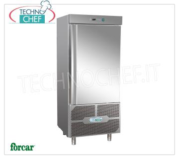 Abbattitore di Temperatura Professionale, 15 Teglie GN 1/1, Mod. G-AB5514 ABBATTITORE-CONGELATORE  per 15 TEGLIE Gastro-Norm 1/1 o da mm.600x400,GAS ECOLOGICO  R290, Marca FORCAR, resa CICLO +90° +3°C / Kg.50, CICLO NEGATIVO +90° -18°C / Kg.38, sbrinamento automatico, V.400/3+N, Kw.2,5, Peso 210 Kg, dim.mm.800x825x2170h