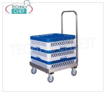 CARRELLO per CESTELLI LAVASTOVIGLIE  INOX CON MANIGLIA