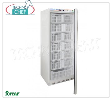 Forcar - Armadio Congelatore-Freezer, lt.555, Statico, Temp.-18°/-22°C, mod.G-EF600CAS Armadio Congelatore-Freezer 1 Porta, Professionale, lt.555, temperatura -18°/-22°C, Gas R600a, statico con ventilatore interno, comprensivo di 13 cassette, V.230/1, Kw.0,3, Peso 94 Kg, dim.mm.777x695x1895h