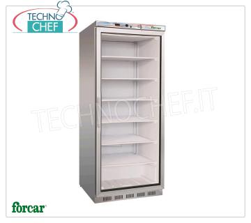 Forcar - Armadio Congelatore-Freezer 1 porta, lt.555, Statico Con PIANI Grigliati EVAPORANTI FISSI, Temp.-18°/-22°C, Classe C, mod.G-EF600GSS