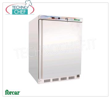 Forcar - Armadio Frigo 1 Porta, lt.130, Statico, Temp.+2°/+ 8°C, Classe  A, mod.G-ER200 Armadio Frigorifero 1 Porta, Professionale, struttura esterna in lamiera bianca, interno in ABS, lt.130, temp.+2°/+8°C, ECOLOGICO in  CLASSE  A, Gas R600a, Statico con ventilatore interno, V.230/1, Kw.0,1, Peso 45 Kg, dim.mm.600x585x855h