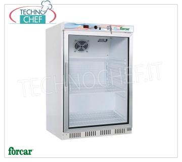 Technochef - VETRINA FRIGO per BIBITE, 1 Porta, Statico, Temp.+2°/+8°C, lt.130, Classe B, Mod.G-ER200G Frigorifero per Bibite-Bevande Professionale, 1 Porta Vetro, struttura esterna in lamiera bianca, Statico, temperatura +2°/+8°C, capacità lt.130, Classe B, ﻿illuminazione a Led, V. 230/1, Kw.0,105, Peso 44 Kg,dim.mm.600x585x855h