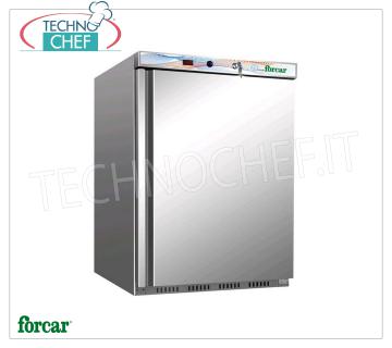 Forcar - Armadio Frigo 1 Porta, lt.130, Statico, Temp.+2°/ +8°C, Classe A, mod.G-ER200SS Armadio Frigorifero 1 Porta, Professionale, struttura esterna in acciaio inox, interno in ABS, lt.130, temp.+2°/+8°C, ECOLOGICO in Classe A, Gas R600a, Statico con ventilatore interno, V.230/1, Kw.0,1, Peso 44 Kg, dim.mm.600x585x855h