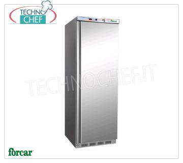 Forcar - Armadio Frigo 1 Porta, lt 340, Statico, Temp.+2°/+8°C, Classe C, mod.G-ER400SS Armadio Frigorifero 1 Porta, Professionale, struttura esterna in acciaio inox, interno in ABS, lt.340, Temp.+2°/+8°C, ECOLOGICO in Classe C, Gas R600a, Statico con ventilatore interno, V.230/1, Kw.0,15, Peso 69 Kg, dim.mm.600x585x1855