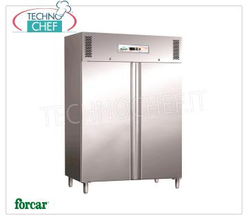 Forcar - Armadio  2 Porte, INOX 304, lt.1325, Ventilato, Temp.-2°/+8°C, Classe C, mod.G-GN1410TN Armadio Frigorifero 2 Porte, Professionale, lt.1325, Temp.-2°+8°C, ECOLOGICO in Classe C, Gas R290, Ventilato, Gastronorm 2/1, V.230/1, Kw.0,32, Peso 195 Kg, dim.mm.1480x830x2010