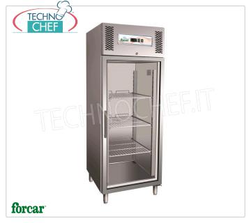 Forcar - Vetrina FRIGO per BIBITE, 1 Porta, Ventilato,Temp.+2°/+8°C,  lt.650, Classe B, Mod.G-GN650TNG Frigorifero per Bibite-Bevande professionale, 1 Porta Vetro, Ventilato, temperatura d'esercizio -2°/+8°C, capacità lt.650, Gastro-Norm 2/1, Classe B, V.230/1, Kw.0,315, Peso 138 Kg, dim.mm.740x830x2010h