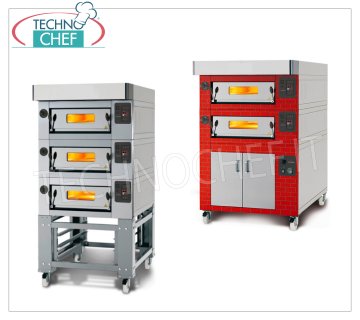 Forni pizza modulari elettrici con piano cottura in refrattario e camera in lamiera 