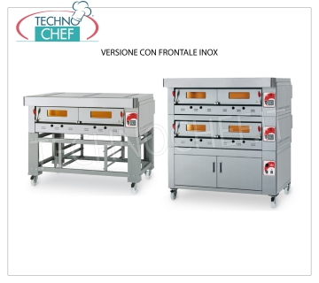 Forno pizza modulare a gas, Linea ECO GAS, camera con piano in refrattario per 12 pizze Forno pizza a gas MODULARE, per 12 pizze, versione con FRONTALE INOX, CAMERA da mm 1230x930x150h con PIANO in REFRATTARIO, potenza termica 24000 Kcal/h, Peso 240 Kg, dimensioni esterne mm 1600x1420x520h